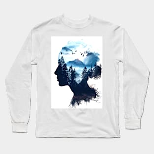 Woman Double Exposure Long Sleeve T-Shirt